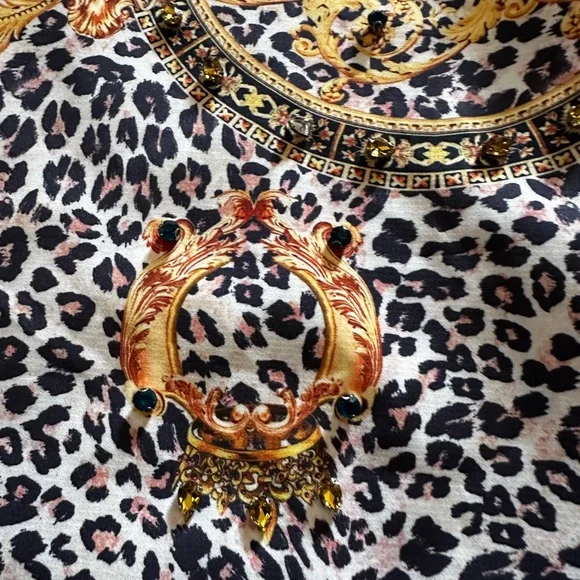 BURRYCO Baroque Leopard Mixed Print Shift Dress Embellished SZ 8 FITS BEST SZ 6 - Picture 4 of 10